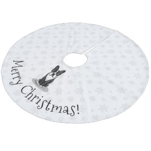 Saia Para Árvore De Natal De Lã Legal Boston Terrier com óculos escuros (preto)