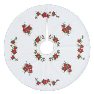 Saia Para Árvore De Natal De Lã Linda saia das árvores das flores vermelhas do Na