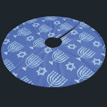 Saia Para Árvore De Natal De Lã Menorah & Star de David Dark Blue Hanukkah<br><div class="desc">Menorah e Estrela de David Dark Blue Hanukkah Fleece</div>