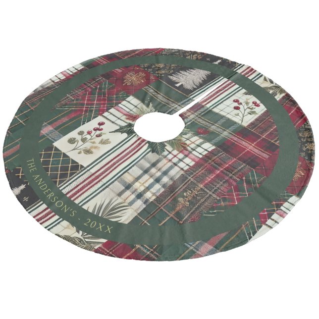 Saia Para Árvore De Natal De Lã Modern Christmas Rustic Plaid Pattern (Inclinado)