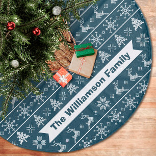 Saia Para Árvore De Natal De Lã Nórdico Knit Ugly Sweater Nome Branco do Marinho M