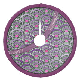 Saia Para Árvore De Natal De Lã Padrão de pavimento japonês - Orquídea e Celadon