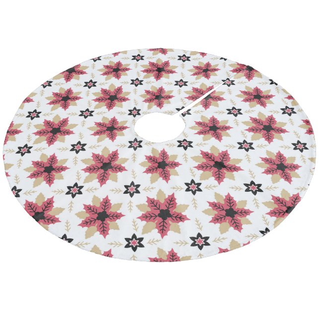 Saia Para Árvore De Natal De Lã Poinsettias Fleece Tree Skirt (Inclinado)