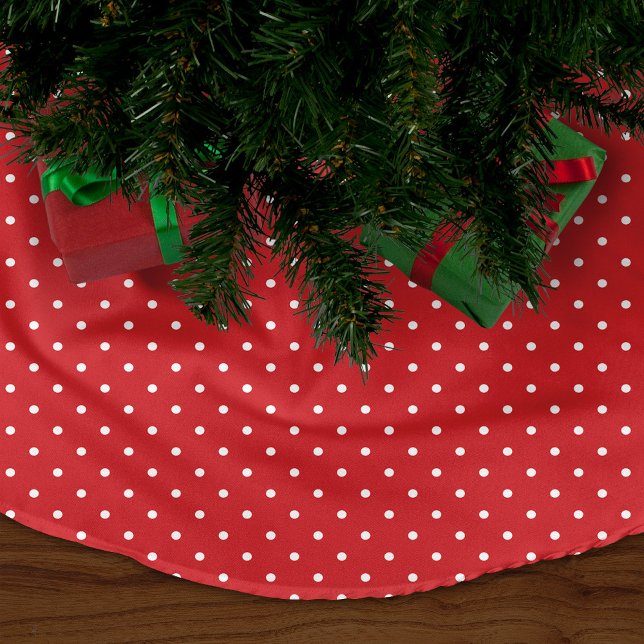 Saia Para Árvore De Natal De Lã Pontos Vermelhos Fofos (Criador carregado)