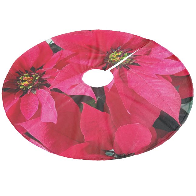 Saia Para Árvore De Natal De Lã Red Poinsettias (Inclinado)