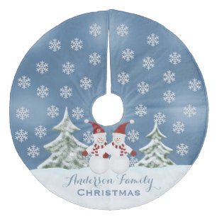 Saia Para Árvore De Natal De Lã Saia personalizada da árvore do boneco de neve