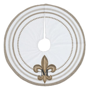Saia Para Árvore De Natal De Lã Serapilheira Dourado da flor de lis decorativa