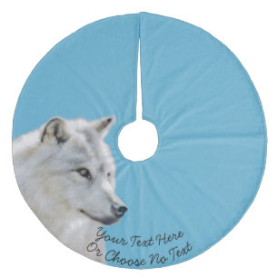 Saia Para Árvore De Natal De Lã Texto personalizado/pintura de lobo branco majesto
