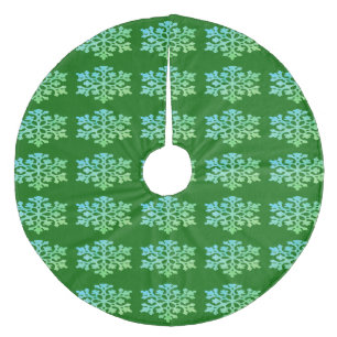 Saia Para Árvore De Natal De Lã Verde com Neve Branca Flocos de Natal Camisa