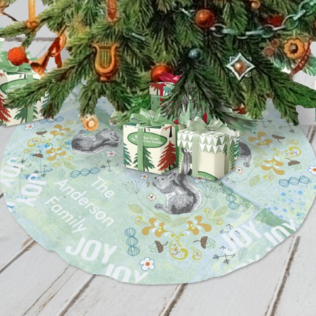 Saia Para Árvore De Natal De Lã Woodland Creatures Squirrel Christmas (Criador carregado)