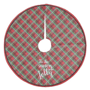 Saia Para Árvore De Natal De Lã Xadrez de Natal Red and Green Tartan