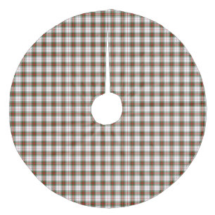 Saia Para Árvore De Natal De Lã Xadrez verde vermelho e branco do tartan Stuart /