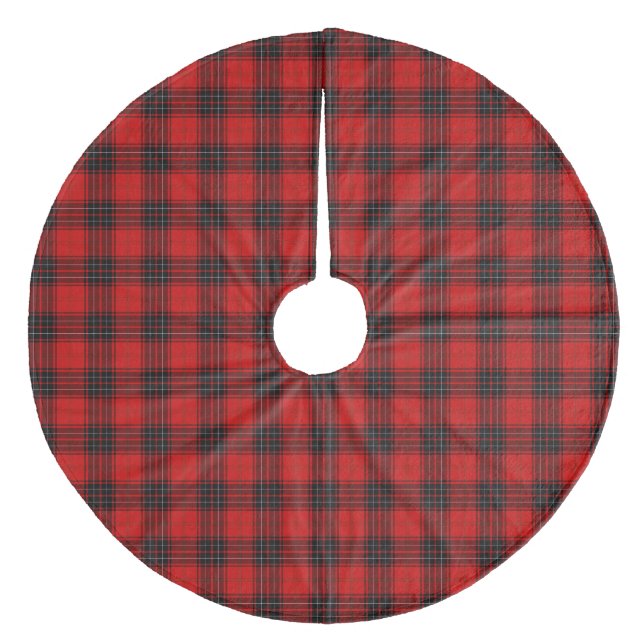 Saia Para Árvore De Natal De Lã Xadrez vermelha de tartan (Frente)