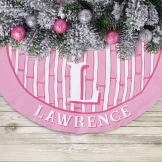 Saia Para Árvore De Natal De Linho Falso Bambooey Bamboo Stripe in Pink Personalized