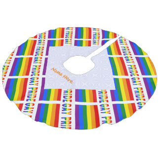 Saia Para Árvore De Natal De Linho Falso Bandeira do Orgulho Gay LGBTQ Tiled