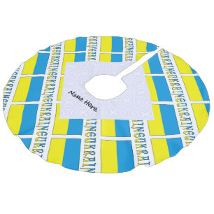 Saia Para Árvore De Natal De Linho Falso Bandeira Ucraniana Preta Personalizada em Azulejos