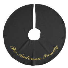 Saia Para Árvore De Natal De Linho Falso Custom Family Name Black Christmas Tree Skirt