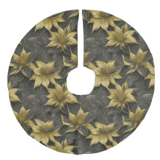 Saia Para Árvore De Natal De Linho Falso Delícia de Poinsettia Radiante Elegante