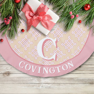 Saia Para Árvore De Natal De Linho Falso Diamond Endless Knot in Pink + Orange Personalized