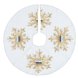 Saia Para Árvore De Natal De Linho Falso Dourada saia de árvore com flocos de neve