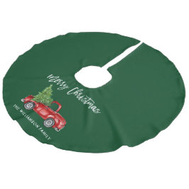 Saia Para Árvore De Natal De Linho Falso Escova Vintage Truck Green