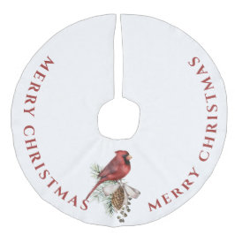 Saia Para Árvore De Natal De Linho Falso Lindo Cardinal Vermelho, Feliz Natal