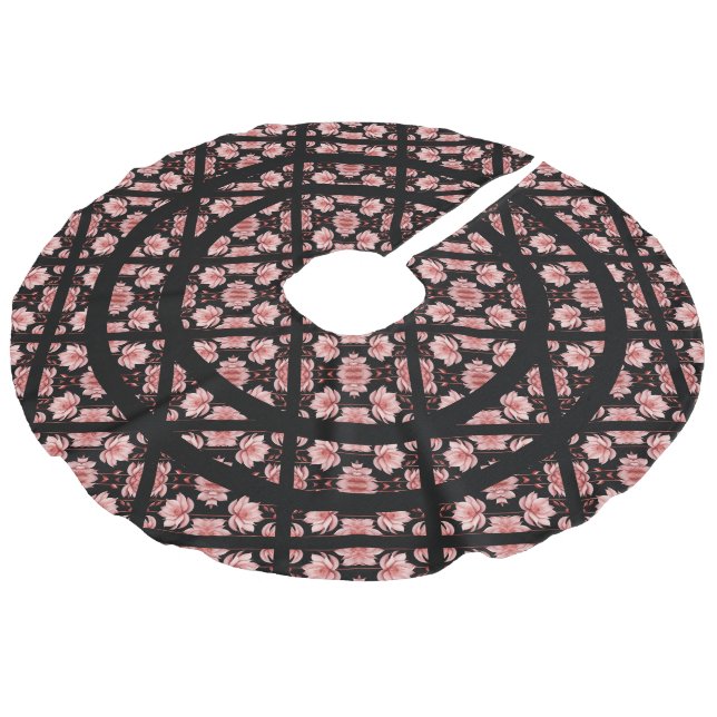 Saia Para Árvore De Natal De Linho Falso Lótus Rosa Clássico (Inclinado)