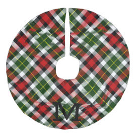 Saia Para Árvore De Natal De Linho Falso Monograma da família de Xadrezes de Natal