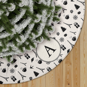 Saia Para Árvore De Natal De Linho Falso Natal em Paris Monograma