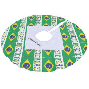 Saia Para Árvore De Natal De Linho Falso Nome Personalizado Mosaico Bandeira Brasileira Bra