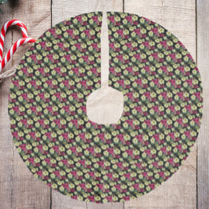 Saia Para Árvore De Natal De Linho Falso Padrão de Poinsettias de Feriado sazonal