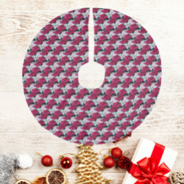 Saia Para Árvore De Natal De Linho Falso Padrões de Poinsettias Festivas