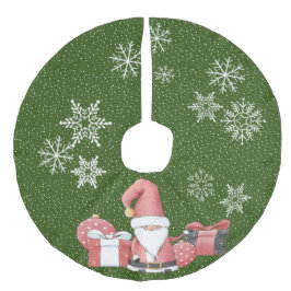 Saia Para Árvore De Natal De Linho Falso Papais noeis vermelhos Gnomo com presentes Faux Li