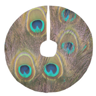 Saia Para Árvore De Natal De Linho Falso Pavão de Brown e de ouro