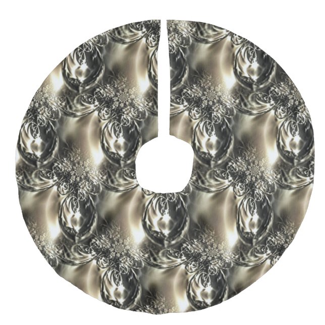 Saia Para Árvore De Natal De Linho Falso Pérolas Douradas (Frente)