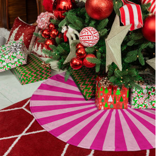 Saia Para Árvore De Natal De Linho Falso Raios Radiais Rosa