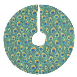 Saia Para Árvore De Natal De Linho Falso Verde exótico da jóia do teste padrão da pena do