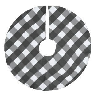 SAIA PARA ÁRVORE DE NATAL DE LINHO FALSO VERIFICAÇÃO DO GINGHAM BRANCO E NEGRO DE EXPLORAÇÃ
