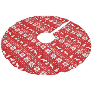 Saia Para Árvore De Natal De Linho Falso Vermelho do teste padrão das silhuetas de Boston