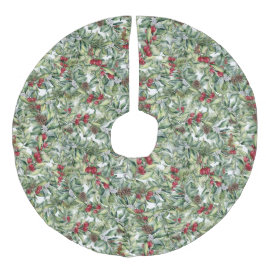 Saia Para Árvore De Natal De Linho Falso Vestidos de Natal, Pine Cones & Berries Watercolor