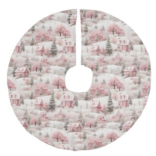 Saia Para Árvore De Natal De Linho Falso Vintage Pink Natal