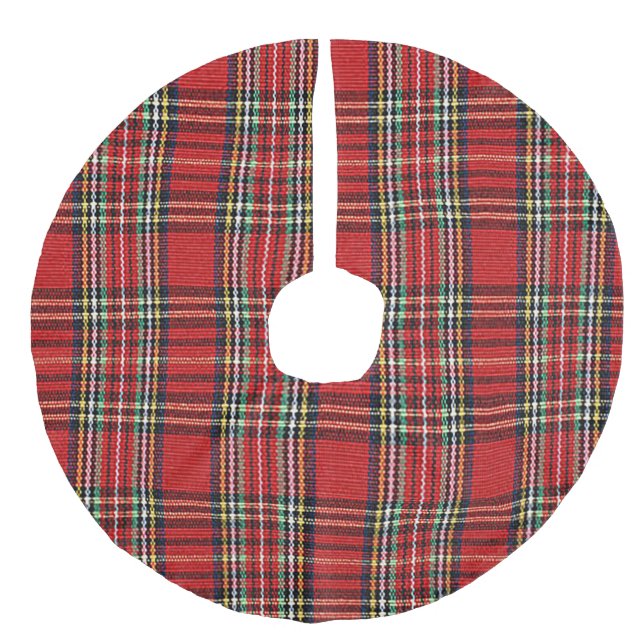 Saia Para Árvore De Natal De Linho Falso "Xadrez de Natal tradicional" (Frente)