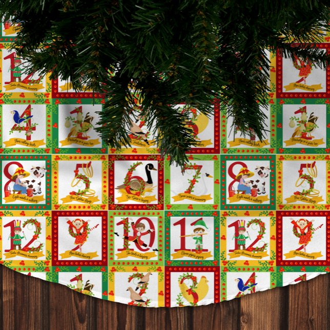 Saia Para Árvore De Natal De Poliéster 12 dias de Natal (12 Days of Christmas Brushed Polyester Tree Skirt)