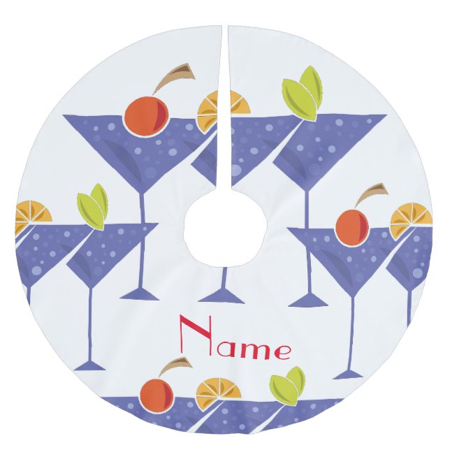 Saia Para Árvore De Natal De Poliéster 3 Cocktails Martini Thunder_Cove (Frente)