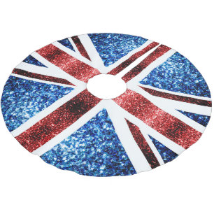 Saia Para Árvore De Natal De Poliéster A bandeira BRITÂNICA vermelha e o azul sparkles