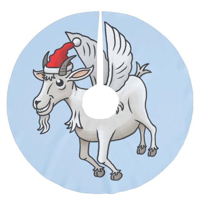 Saia Para Árvore De Natal De Poliéster A Cabra Voadora de Natal (Frente)