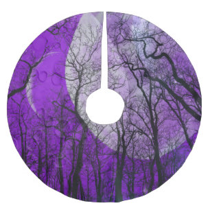 Saia Para Árvore De Natal De Poliéster A floresta roxa da lua personaliza a saia da