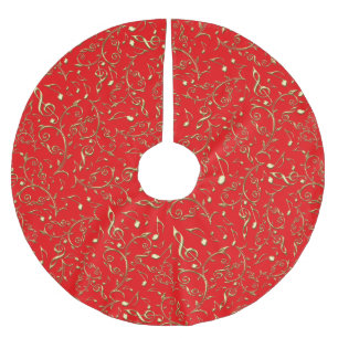 Saia Para Árvore De Natal De Poliéster A música Dourado nota o feriado do teste padrão