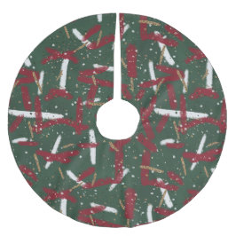 Saia Para Árvore De Natal De Poliéster Abstract Holiday Splashes in Red, White & Gold