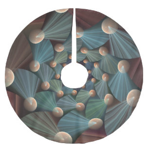 Saia Para Árvore De Natal De Poliéster Abstrato, Arte Fractal Com Profundidade De Azul De